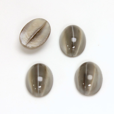 Glass Medium Dome Lampwork Cabochon - Oval 14x10MM GREY CAT'S EYE