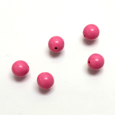 Plastic Bead - Opaque Color Smooth Round 08MM BRIGHT PINK