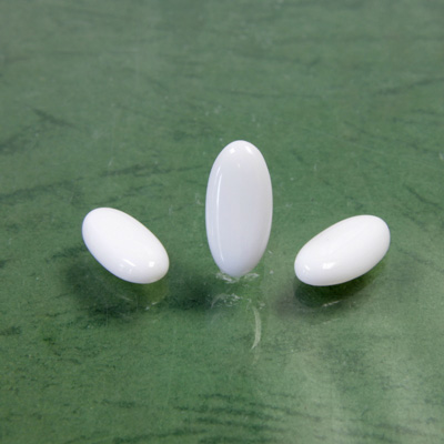 Glass Low Dome Buff Top Cabochon - Oval 14x7MM CHALKWHITE