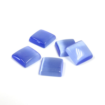 Fiber-Optic Flat Back Buff Top Straight Side Stone - Square 10x10MM CAT'S EYE LT BLUE