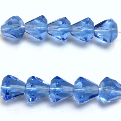 Czech Glass Fire Polish Japanese Cut Bead 9x8MM LIGHT SAPPHIRE