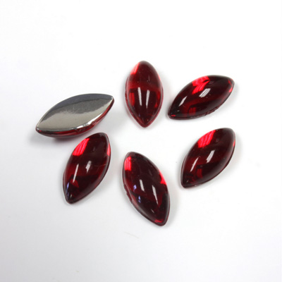 Plastic Flat Back Foiled Cabochon - Navette 15x7MM RUBY