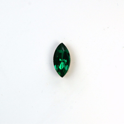 Glass Point Back Foiled Tin Table Cut (TTC) Stone - Navette 08x4MM EMERALD