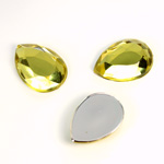 Plastic Flat Back Foiled Rose Cut Rhinestone - Pear 18x13MM JONQUIL