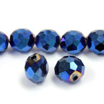 Chinese Cut Crystal Bead 26 Facet Side Drilled - Rondelle 08MM BLUE METALLIC