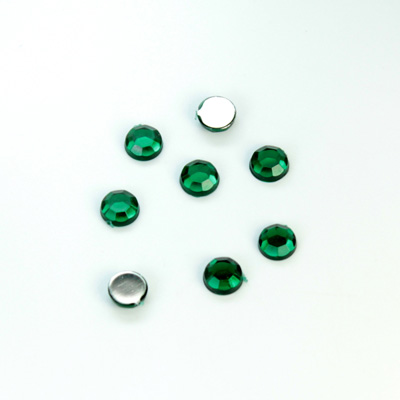 Plastic Flat Back Foiled Rose Cut Rhinestone - Round 05MM (21ss)  EMERALD