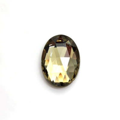 Glass Flat Back Foiled Rauten Rose - Oval 18x13MM BLACK DIAMOND