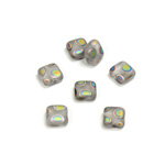 Czech Pressed Glass Bead - Smooth Flat Square 06x6MM PEACOCK MATTE CRYSTAL