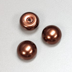 Glass High Dome Cabochon Pearl Dipped - Round 16MM DARK BROWN