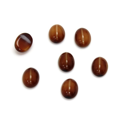 Glass Medium Dome Cabochon - Oval 08x6MM CAT'S EYE BROWNHORN