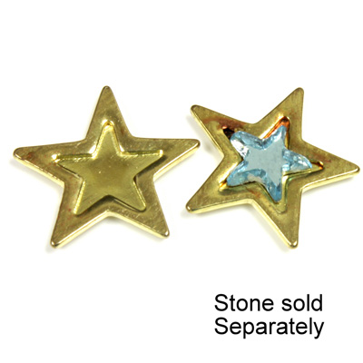 Raw Brass Stamped Setting  - Star with 6mm Recess RAW