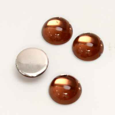 Plastic Flat Back Foiled Cabochon - Round 12MM SMOKE TOPAZ