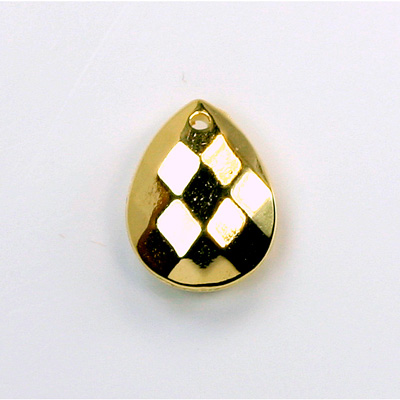 Metalized Plastic Pendant- Faceted Drop 18x14MM GOLD