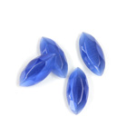 Fiber-Optic Flat Back Stone with Faceted Top and Table - Navette 15x7MM CAT'S EYE BLUE