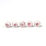 Czech Glass Lampwork Bead - Smooth Round 06MM Flower PINK ON WHITE (00048)
