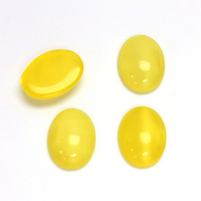 Glass Medium Dome Opaque Cabochon - Oval 14x10MM MOONSTONE YELLOW