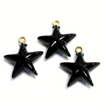 Plastic Pendant - Star with Brass Loop 15MM JET