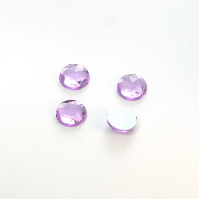 Plastic Flat Back Foiled Rauten Rose Rhinestone - Round 08MM LT AMETHYST