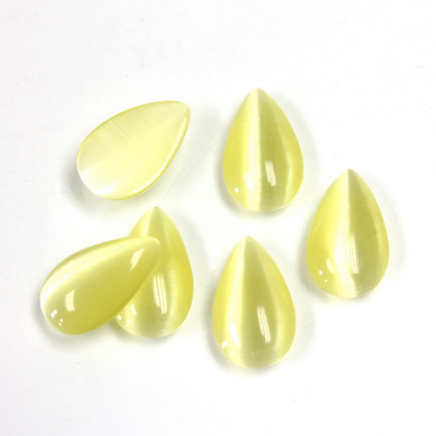 Fiber-Optic Cabochon - Pear 13x8MM CAT'S EYE YELLOW