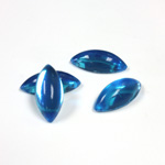 Plastic Flat Back Foiled Cabochon - Navette 18x8MM AQUA