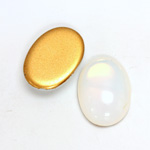Glass Medium Dome Foiled Cabochon - Oval 25x18MM WHITE OPAL