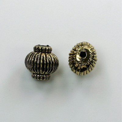 Metalized Plastic Engraved Bead - Fancy 11MM ANT GOLD