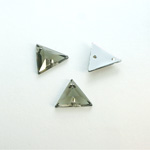 Plastic Flat Back 2-Hole Foiled Sew-On Stone - Triangle 13x13MM BLACK DIAMOND