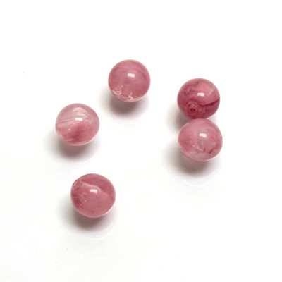 Plastic  Bead - Mixed Color Smooth Round 08MM DK ROSE QUARTZ