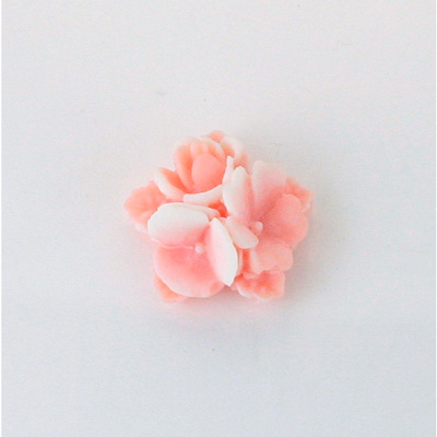 Plastic Carved No-Hole Flower - Round Bouquet 2-Tone 15MM MATTE WHITE PINK