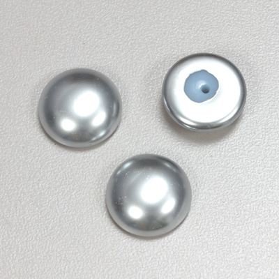 Glass Medium Dome Pearl Dipped Cabochon - Round 16MM LIGHT GREY