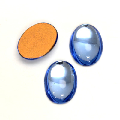 Glass Medium Dome Foiled Cabochon - Oval 18x13MM LT SAPPHIRE