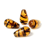 Czech Pressed Glass Bead - Smooth Pear 15x8MM TORTOISE