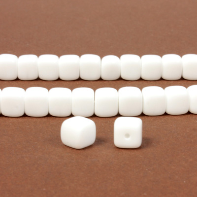 Czech Pressed Glass Bead - Cube 05x7MM CHALKWHITE