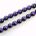 Czech Pressed Glass Bead - Smooth 2-Color Round 08MM COATED BLACK-DEEP BLUE