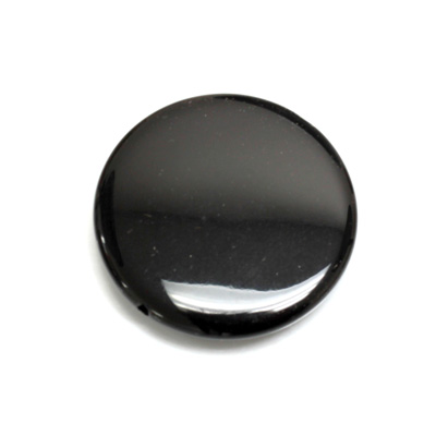 Plastic Bead - Opaque Color Smooth Flat Round 30MM JET