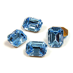 Swarovski Crystal Foiled Point Back Tin Table Cut (TTC) Fancy Stone - Cushion Octagon 08x6MM AQUAMARINE