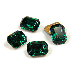 Swarovski Crystal Foiled Point Back Tin Table Cut (TTC) Fancy Stone - Cushion Octagon 08x6MM EMERALD