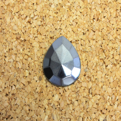 Glass Flat Back Rauten Rose - Pear 18x13MM HEMATITE Coated