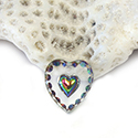 German Glass Engraved Buff Top Intaglio Pendant - HEART Heartshape 12x11MM CRYSTAL HELIO RED