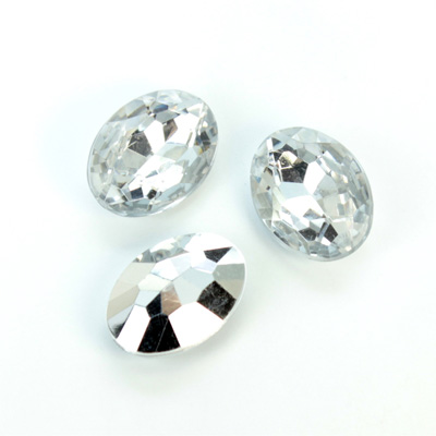 Plastic Point Back Foiled Stone - Oval 18x13MM CRYSTAL