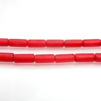 Glass Pressed Bead - Smooth Tube 10x4MM MATTE RUBY