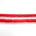 Glass Pressed Bead - Smooth Tube 10x4MM MATTE RUBY