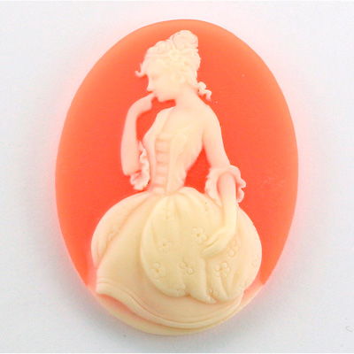 Plastic Cameo - Girl Oval 40x30MM IVORY ON CORNELIAN