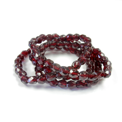 Glass Fire Polish Bead - Round 04MM GARNET