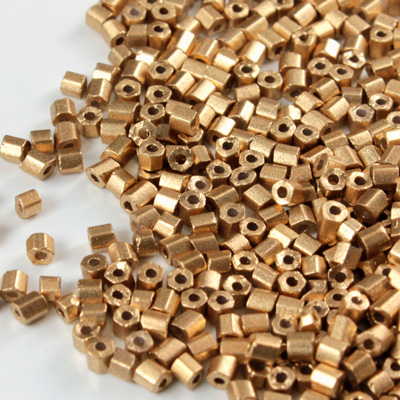 Czech Glass Seed Bead - 2 Cut Hex 10/0 SOFT GOLD 01710