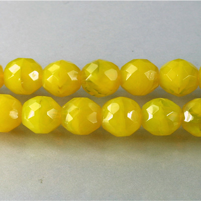 Czech Glass Fire Polish Bead - Round 10MM OPAL YELLOW