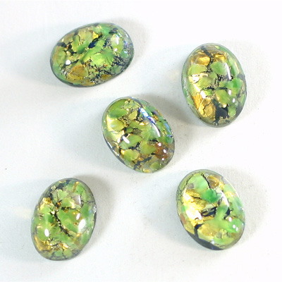 Glass Medium Dome Lampwork Cabochon - Oval 14x10MM COLOR OPAL LIGHT GREEN (0625)