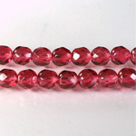 Czech Glass Fire Polish Bead - Round 07MM DARK ROSE