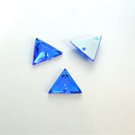 Plastic Flat Back 2-Hole Foiled Sew-On Stone - Triangle 13x13MM SAPPHIRE