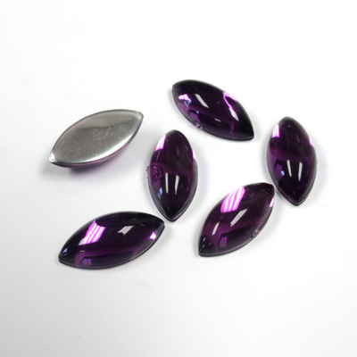 Plastic Flat Back Foiled Cabochon - Navette 15x7MM AMETHYST